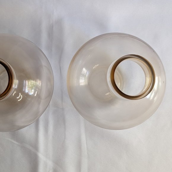 Set of 2 - Orange Transparent Round Glass Vases 6.75" tall - Picture 4 of 4